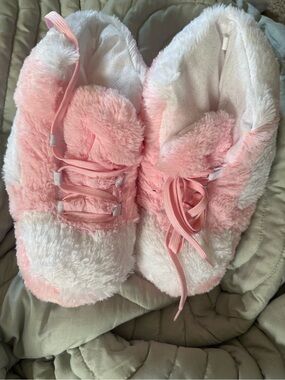 Plush Pink Fuzzy Bunny Slippers